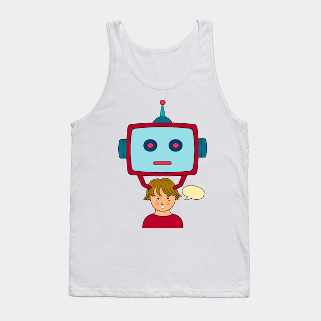 Robot controlling human's brain. Artificial intelligence technology and futuristic concept. Tank Top by Nalidsa